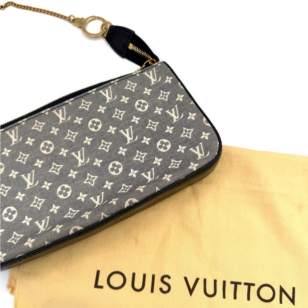 Louis Vuitton Denim Navy Blue and Gold Monogram Canvas Pochette Bag - Picture 12 of 12